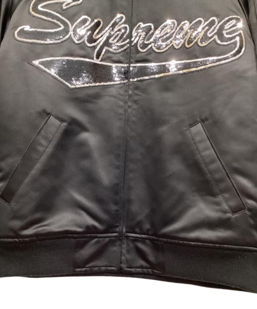 SUPREME（シュプリーム）SUPREME (シュプリーム) MITCHELL & NESS (ミッチェルアンドネス) シークイン ロゴ バーシティージャケット ブラック サイズ:Sの古着・服飾アイテム