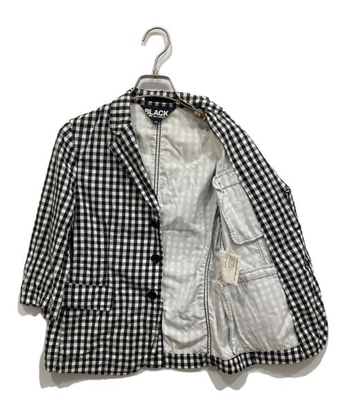 BLACK COMME des GARCONS（ブラックコムデギャルソン）BLACK COMME des GARCONS (ブラックコムデギャルソン) チェック七分袖ジャケット ブラック×ホワイト サイズ:XSの古着・服飾アイテム