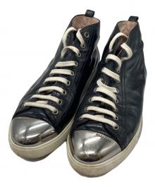 MIU MIU（ミュウミュウ）の古着「メタルトゥハイカットスニーカー」｜ブラック×シルバー