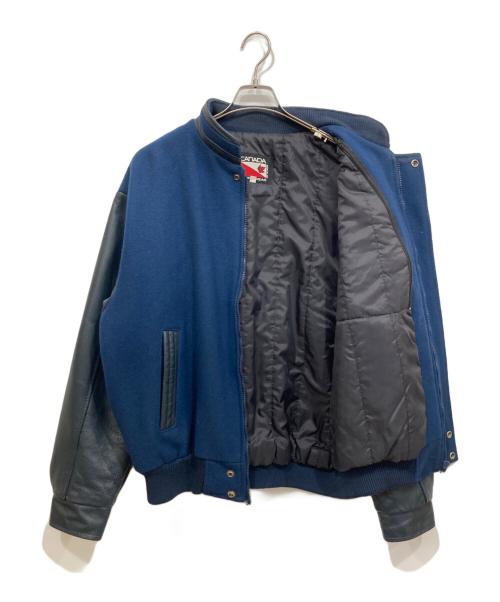 canada sportswear（カナダ スポーツウェア）canada sportswear (カナダ スポーツウェア) 袖レザージャケット ネイビー×ブラック サイズ:Lの古着・服飾アイテム