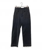parigotパリゴ）の古着「PIN TUCK WIDE STRAIGHT PANTS / ピンタック ワイド ストレートパンツ」｜ブラック
