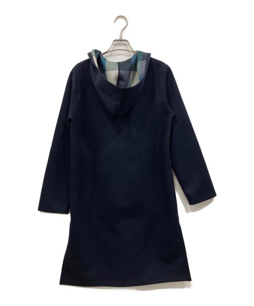 BLUE LABEL CRESTBRIDGE（ブルーレーベルクレストブリッジ）BLUE LABEL CRESTBRIDGE (ブルーレーベルクレストブリッジ) クレストブリッジチェックリバーシブルダンボールミディ丈コーディガン ネイビー サイズ:38の古着・服飾アイテム