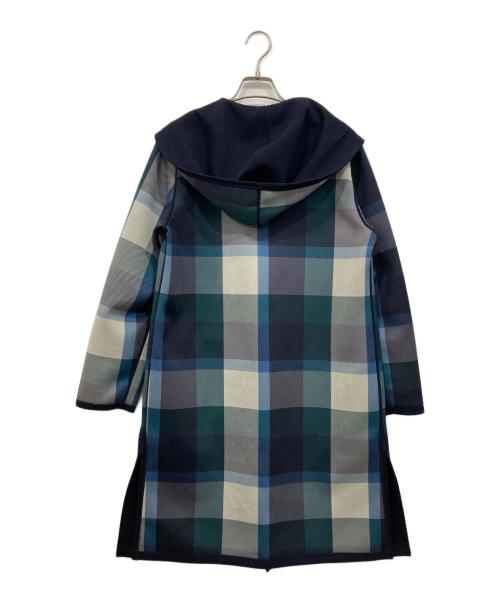 BLUE LABEL CRESTBRIDGE（ブルーレーベルクレストブリッジ）BLUE LABEL CRESTBRIDGE (ブルーレーベルクレストブリッジ) クレストブリッジチェックリバーシブルダンボールミディ丈コーディガン ネイビー サイズ:38の古着・服飾アイテム