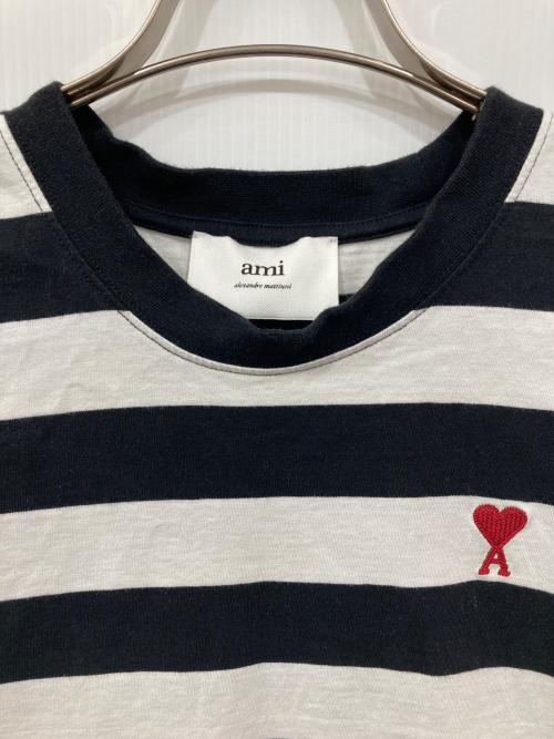 ami（アミ）ami (アミ) ボーダーカットソー ホワイト×ブラック サイズ:Sの古着・服飾アイテム