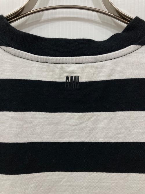 ami（アミ）ami (アミ) ボーダーカットソー ホワイト×ブラック サイズ:Sの古着・服飾アイテム