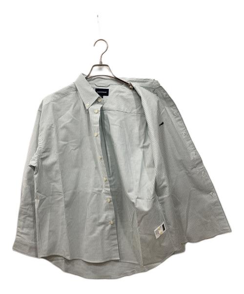 DESCENDANT（ディセンダント）DESCENDANT (ディセンダント) ストライプシャツ グリーン×ホワイト サイズ:1の古着・服飾アイテム