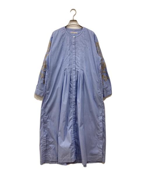 ne quittez pas（ヌキテパ）ne quittez pas (ヌキテパ) シャツワンピース ブルー×ホワイト サイズ:Freeの古着・服飾アイテム