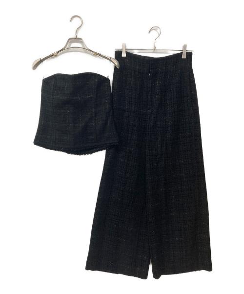 BALLSEY（ボールジィ）BALLSEY (ボールジィ) ツイードビスチェ セットアップ ブラック サイズ:ビスチェFree パンツ34の古着・服飾アイテム