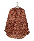 MACPHEEマカフィー）の古着「フリルカマーベルト付ボヘミアンプリント チュニックブラウス」｜レッド×グリーン