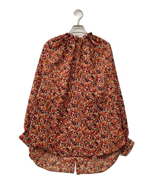 MACPHEE（マカフィー）MACPHEE (マカフィー) フリルカマーベルト付ボヘミアンプリント チュニックブラウス レッド×グリーン サイズ:36の古着・服飾アイテム