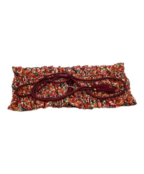 MACPHEE（マカフィー）MACPHEE (マカフィー) フリルカマーベルト付ボヘミアンプリント チュニックブラウス レッド×グリーン サイズ:36の古着・服飾アイテム