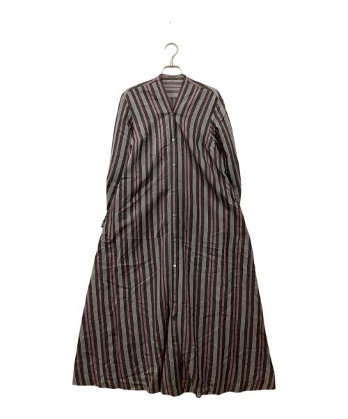 TOMORROW LAND collection（トゥモローランドコレクション）TOMORROW LAND collection (トゥモローランドコレクション) ストライプシャツワンピース グレー×ピンク サイズ:34 未使用品の古着・服飾アイテム