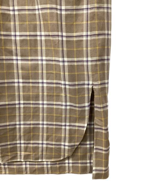 MACPHEE（マカフィー）MACPHEE (マカフィー) コットンチェックプリント ノースリーブワンピース ベージュ×パープル サイズ:36 未使用品の古着・服飾アイテム