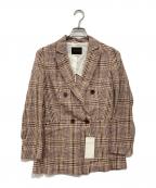 TOMORROW LAND collectionトゥモローランドコレクション）の古着「リネンウール ダブルジャケット」｜ブラウン×ホワイト