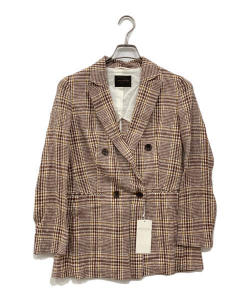 TOMORROW LAND collection（トゥモローランドコレクション）TOMORROW LAND collection (トゥモローランドコレクション) リネンウール ダブルジャケット ブラウン×ホワイト サイズ:36 未使用品の古着・服飾アイテム