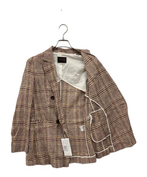 TOMORROW LAND collection（トゥモローランドコレクション）TOMORROW LAND collection (トゥモローランドコレクション) リネンウール ダブルジャケット ブラウン×ホワイト サイズ:36 未使用品の古着・服飾アイテム