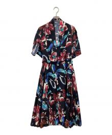 BALLSEY（ボールジィ）の古着「キュプラレーヨンフラワープリント Vネックワンピース」｜レッド×ブルー