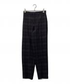 TOMORROW LAND collectionトゥモローランドコレクション）の古着「ウールチェックツィードペグトップパンツ」｜ブラウン