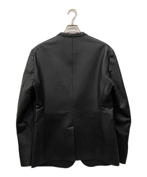 EMPORIO ARMANI（エンポリオアルマーニ）EMPORIO ARMANI (エンポリオアルマーニ) レザーテーラードジャケット ブラック サイズ:52の古着・服飾アイテム
