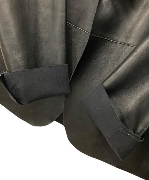 EMPORIO ARMANI（エンポリオアルマーニ）EMPORIO ARMANI (エンポリオアルマーニ) レザーテーラードジャケット ブラック サイズ:52の古着・服飾アイテム