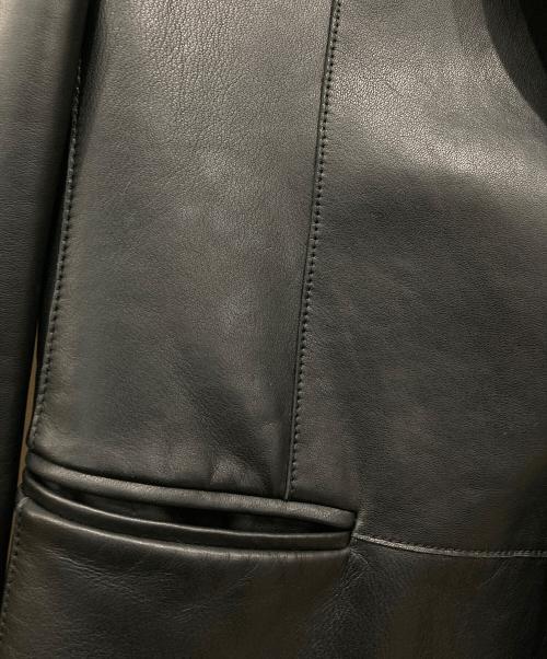 EMPORIO ARMANI（エンポリオアルマーニ）EMPORIO ARMANI (エンポリオアルマーニ) レザーテーラードジャケット ブラック サイズ:52の古着・服飾アイテム