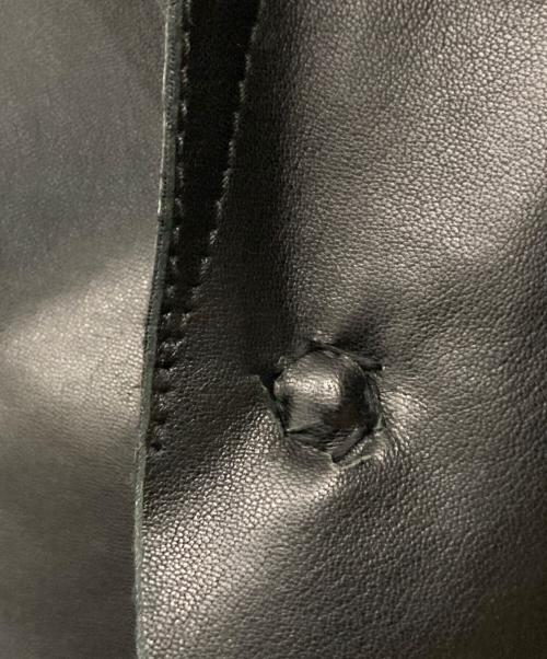 EMPORIO ARMANI（エンポリオアルマーニ）EMPORIO ARMANI (エンポリオアルマーニ) レザーテーラードジャケット ブラック サイズ:52の古着・服飾アイテム