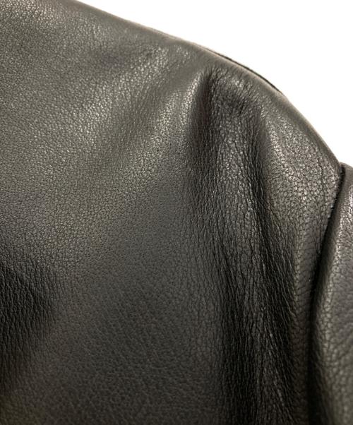 EMPORIO ARMANI（エンポリオアルマーニ）EMPORIO ARMANI (エンポリオアルマーニ) レザーテーラードジャケット ブラック サイズ:52の古着・服飾アイテム