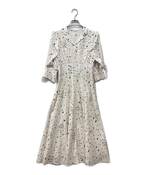 Snidel（スナイデル）Snidel (スナイデル) ビスチェライクプリントワンピース ホワイト×ブラックの古着・服飾アイテム