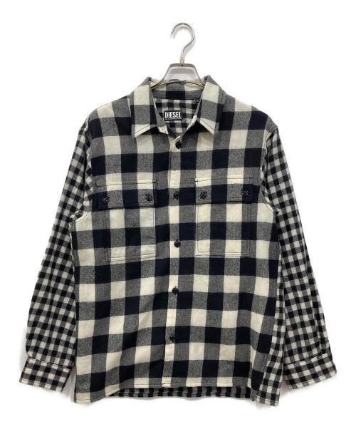 DIESEL（ディーゼル）DIESEL (ディーゼル) ブロックチェックシャツ ホワイト×ブラック サイズ:Sの古着・服飾アイテム