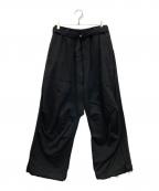 MAISON SPECIALメゾンスペシャル）の古着「コットンベルテッドスノーワイドパンツ」｜ブラック