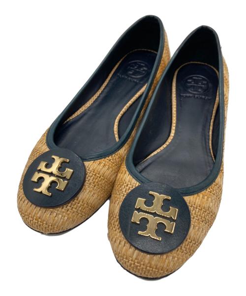 TORY BURCH（トリーバーチ）TORY BURCH (トリーバーチ) 編み込みフラットシューズ ベージュ サイズ:8Mの古着・服飾アイテム