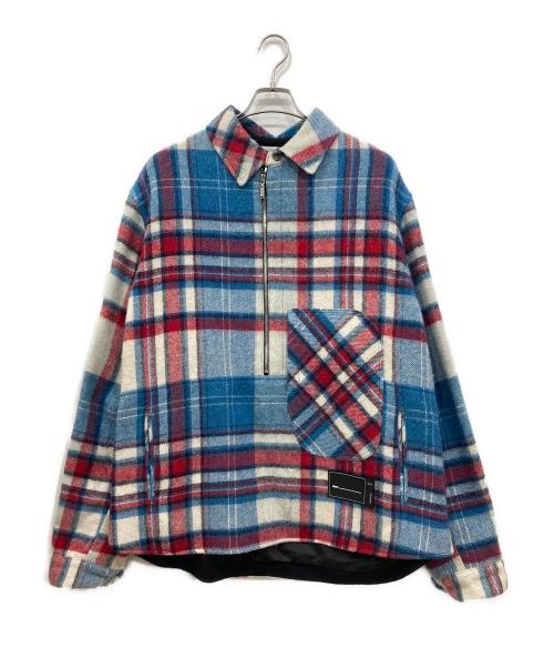 WE11DONE（ウェルダン）WE11DONE (ウェルダン) CHECK ANORAK WOOL SHIRT / チェックアノラックウールシャツ ブルー×レッド サイズ:Lの古着・服飾アイテム