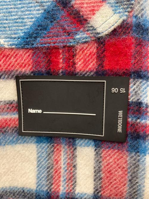 WE11DONE（ウェルダン）WE11DONE (ウェルダン) CHECK ANORAK WOOL SHIRT / チェックアノラックウールシャツ ブルー×レッド サイズ:Lの古着・服飾アイテム