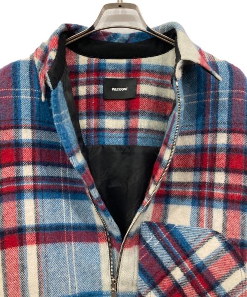 WE11DONE（ウェルダン）WE11DONE (ウェルダン) CHECK ANORAK WOOL SHIRT / チェックアノラックウールシャツ ブルー×レッド サイズ:Lの古着・服飾アイテム