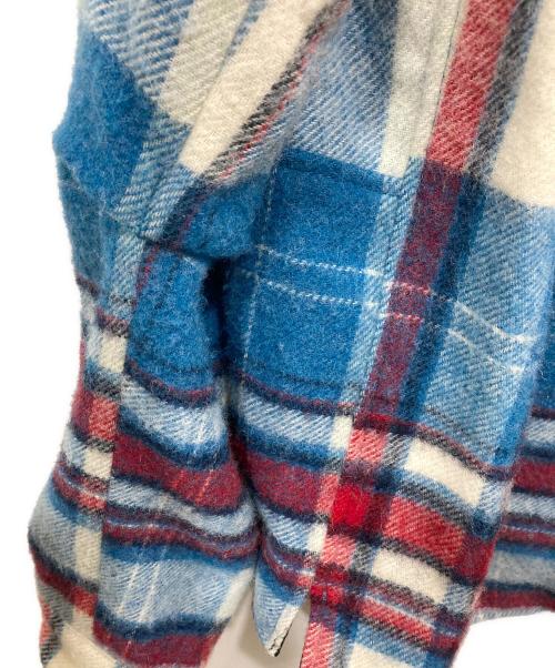WE11DONE（ウェルダン）WE11DONE (ウェルダン) CHECK ANORAK WOOL SHIRT / チェックアノラックウールシャツ ブルー×レッド サイズ:Lの古着・服飾アイテム