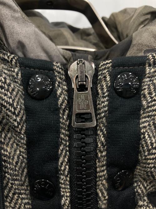 MONCLER（モンクレール）MONCLER (モンクレール) GUYENNE(ギエンヌ)ウールヘリンボーン切替ダウンジャケット ベージュ サイズ:1の古着・服飾アイテム