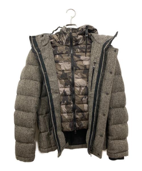 MONCLER（モンクレール）MONCLER (モンクレール) GUYENNE(ギエンヌ)ウールヘリンボーン切替ダウンジャケット ベージュ サイズ:1の古着・服飾アイテム