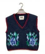EENKインク）の古着「Knit short vest / ニット ショート ベスト」｜ネイビー