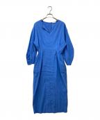 VERMEIL par ienaヴェルメイユ パー イエナ）の古着「綿麻ドットプリントウエストシェイプワンピース」｜ブルー