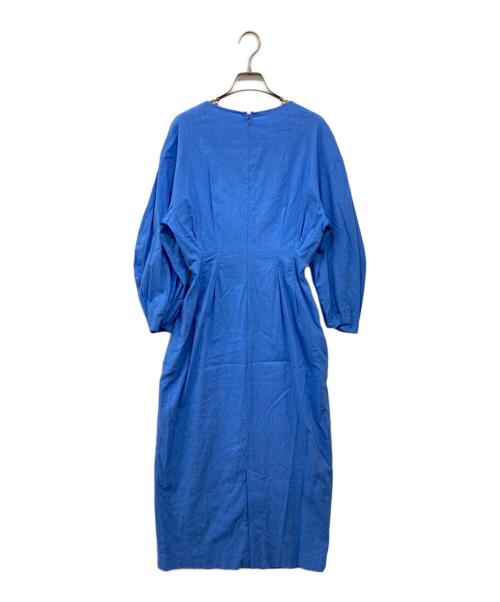 VERMEIL par iena（ヴェルメイユ パー イエナ）VERMEIL par iena (ヴェルメイユ パー イエナ) 綿麻ドットプリントウエストシェイプワンピース ブルー サイズ:38の古着・服飾アイテム