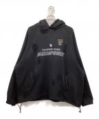 masonprinceメゾンプリンス）の古着「オーバーサイズ ラグラン サイドライン ダメージ加工パーカー」｜ブラック
