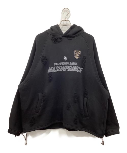 masonprince（メゾンプリンス）masonprince (メゾンプリンス) オーバーサイズ ラグラン サイドライン ダメージ加工パーカー ブラック サイズ:3の古着・服飾アイテム
