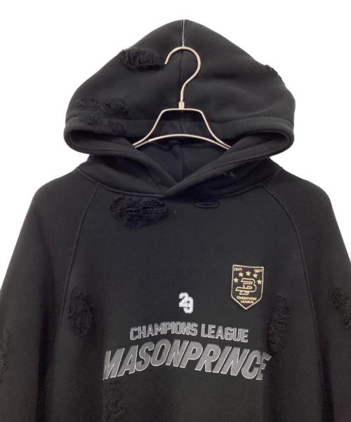 masonprince（メゾンプリンス）masonprince (メゾンプリンス) オーバーサイズ ラグラン サイドライン ダメージ加工パーカー ブラック サイズ:3の古着・服飾アイテム