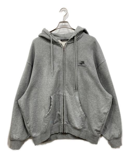 masonprince（メゾンプリンス）masonprince (メゾンプリンス) オーバーサイズ ペイント加工 ZIPパーカー グレー サイズ:3の古着・服飾アイテム