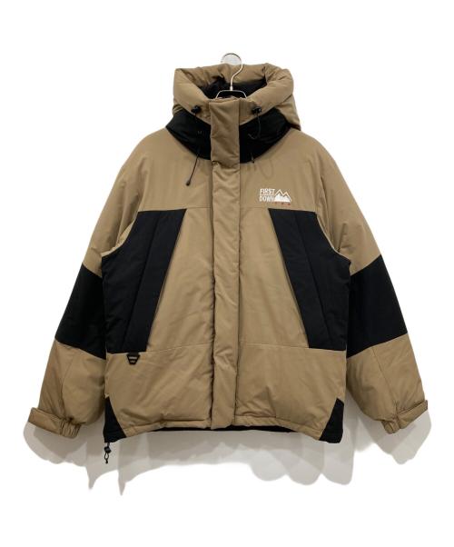 FIRST DOWN（ファーストダウン）FIRST DOWN (ファーストダウン) パネルダウンジャケット ブラック×ベージュ サイズ:XLの古着・服飾アイテム