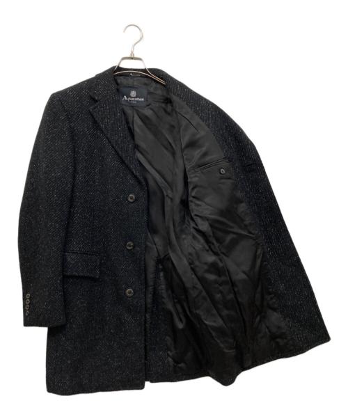 Aquascutum（アクアスキュータム）Aquascutum (アクアスキュータム) チェスターコート ネイビー×ブラック サイズ:38の古着・服飾アイテム