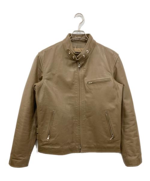HORN WORKS（ホーンワークス）HORN WORKS (ホーンワークス) シングルライダースジャケット ベージュ サイズ:Lの古着・服飾アイテム
