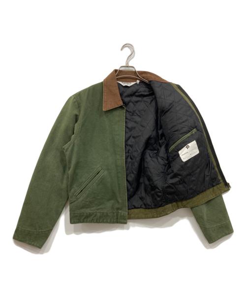 PATINA VINTAGE（パティナヴィンテージ）PATINA VINTAGE (パティナヴィンテージ) バイカラーワークジャケット カーキ サイズ:XSの古着・服飾アイテム