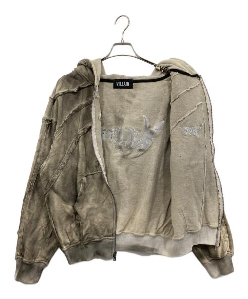 VILLAIN（ヴィラン）VILLAIN (ヴィラン) VL LAYER EMBROIDERY HOODIE / VLレイヤーエンブロイダリーフーディ ベージュ サイズ:表記無し(実寸を参照ください)の古着・服飾アイテム