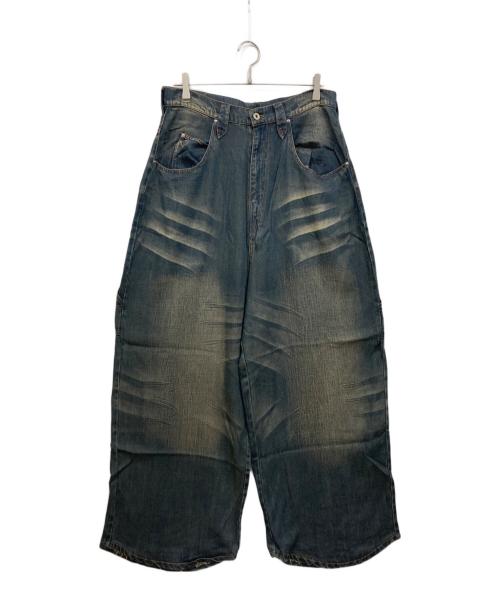 Ballsy.Brothers（ボールジーブラザーズ）BALLSY.BROTHERS (ボールジーブラザーズ) オーバーダイワイドバギーレーヨンサマーデニム インディゴ サイズ:Lの古着・服飾アイテム